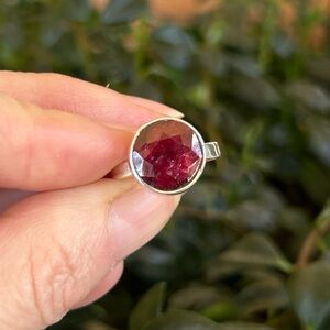Sterling Silver and Natural Ruby Gemstone Ring